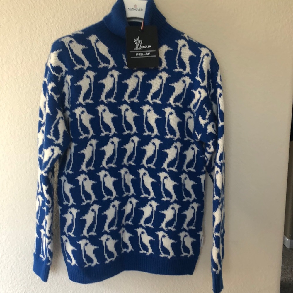 MONCLER GRAND NEW Women's Blue Penguin Turtle Neck Knit - SIZE SMALL